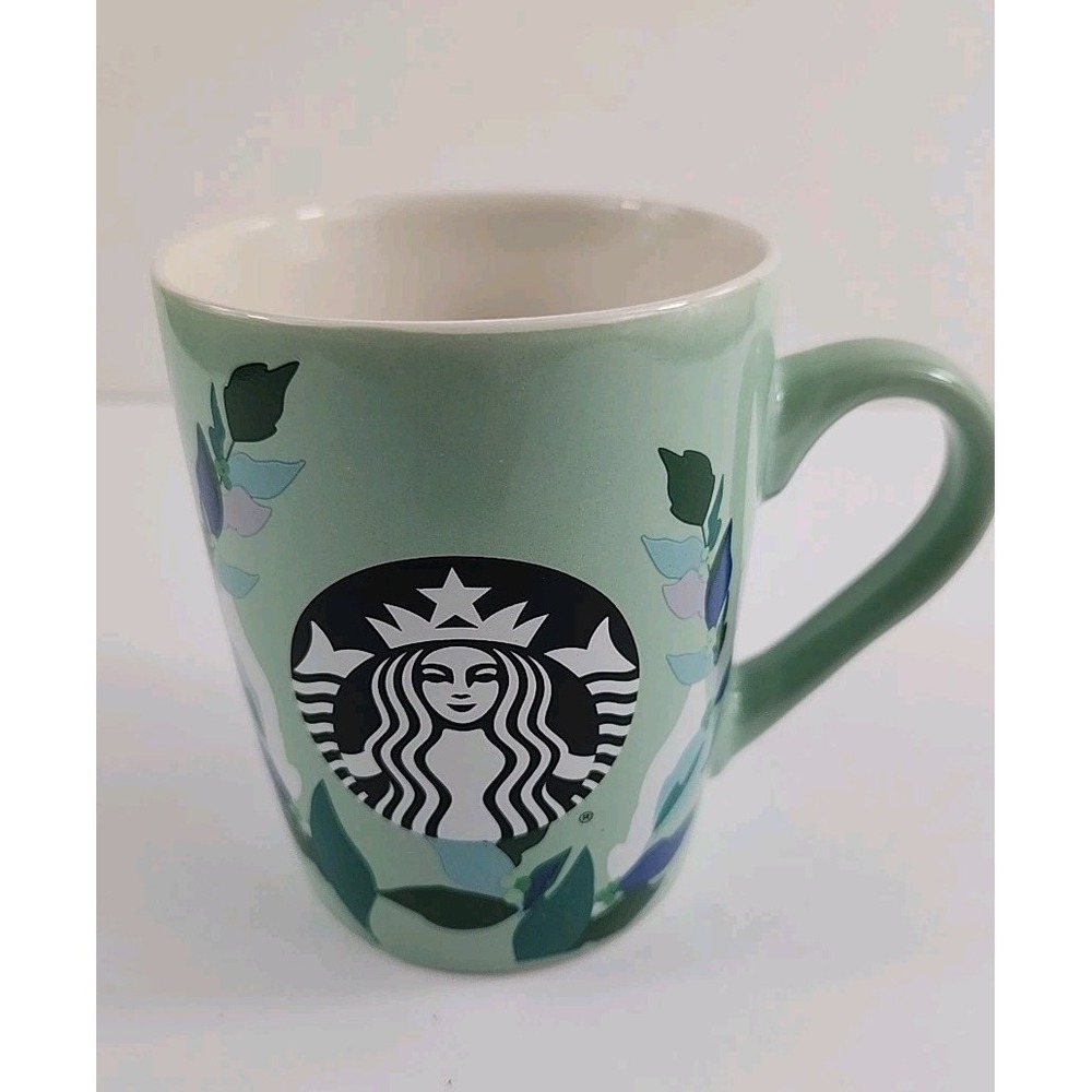 Starbucks 2020 Mint Green Leaves & Mermaid Logo Ceramic Coffee Cup Mug 10oz